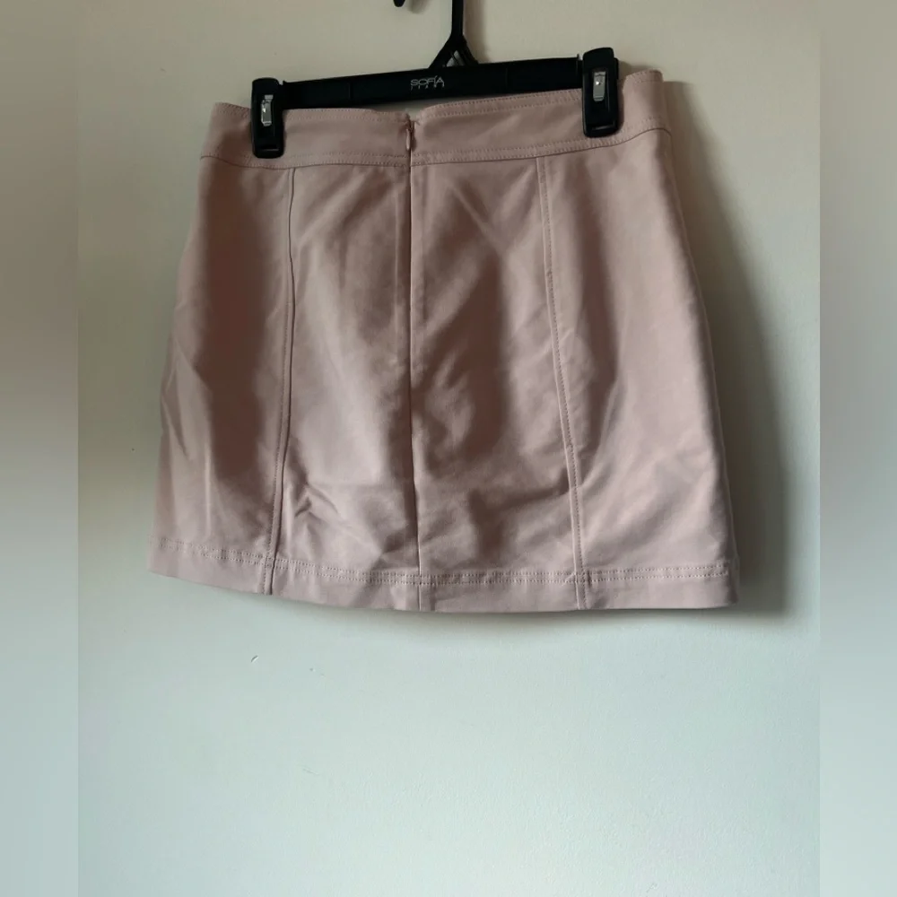 Express Blush Pink Faux Mini Skirt with Lace-Up Front – Size 6